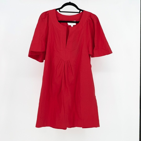 Tuckernuck Dresses & Skirts - NEW Pomander Place Finley Cotton Flutter Short Sleeve V Neck Dress Red Large